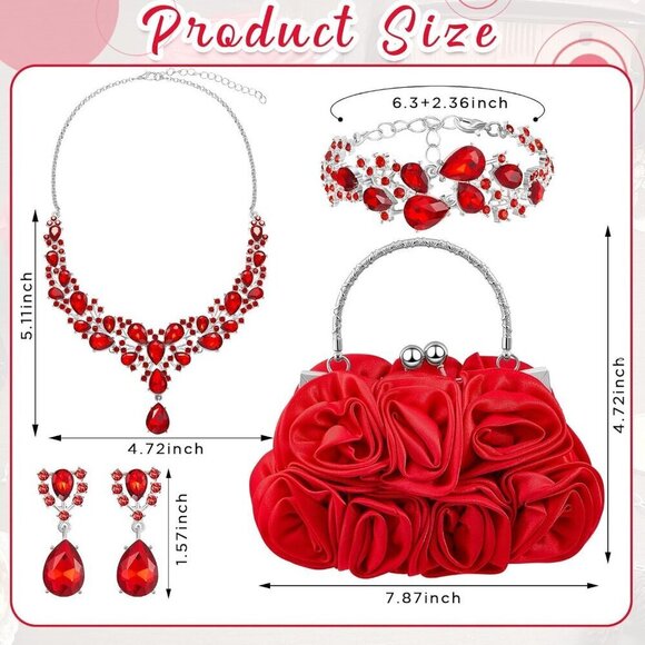 Flower Clutch Rhinestone Jewelry Set Women\'s Formal Evening Wedding Accessories main image 6